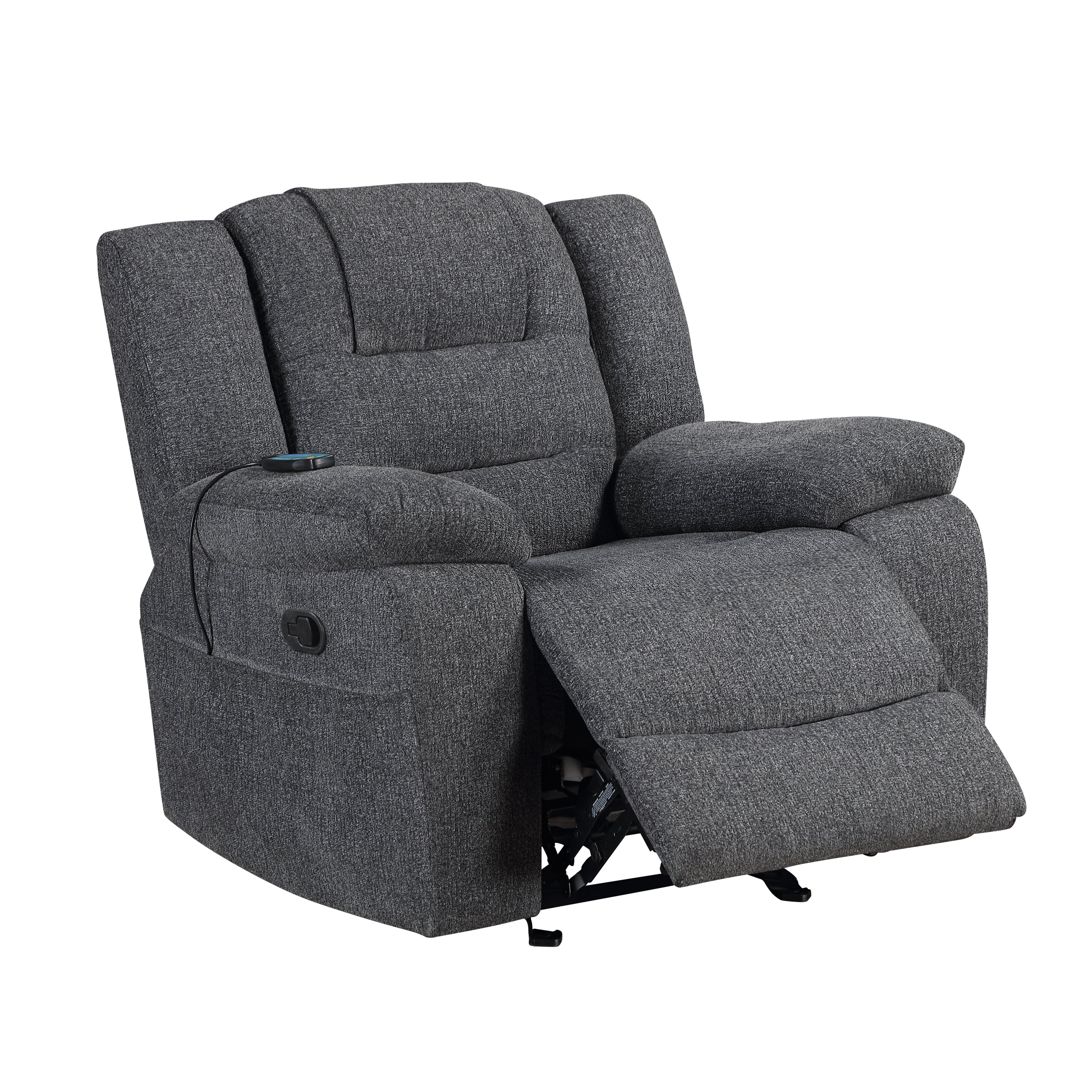 Redondo Glider Recliner w/Heat And Massage-Dk Gray