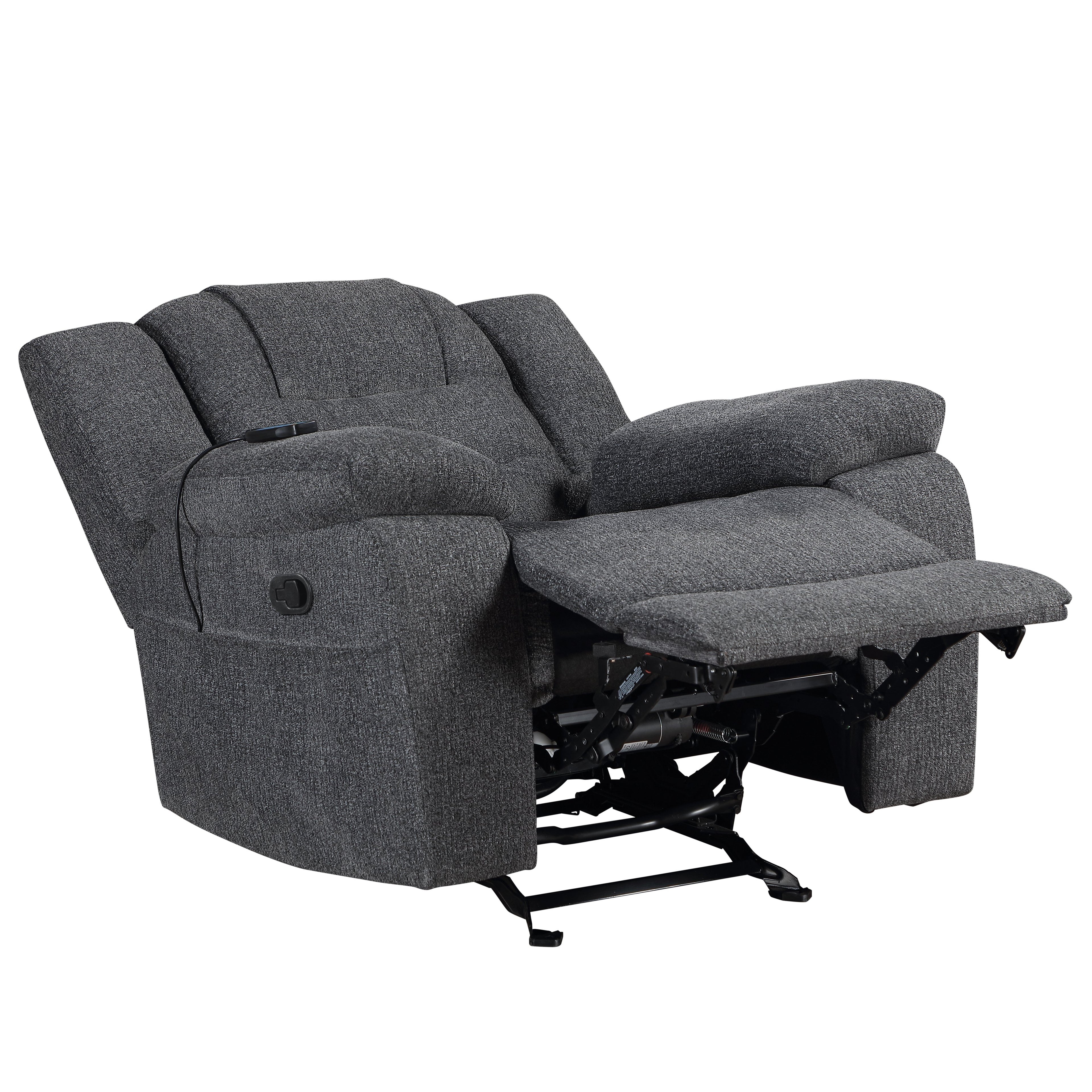 Redondo Glider Recliner w/Heat And Massage-Dk Gray