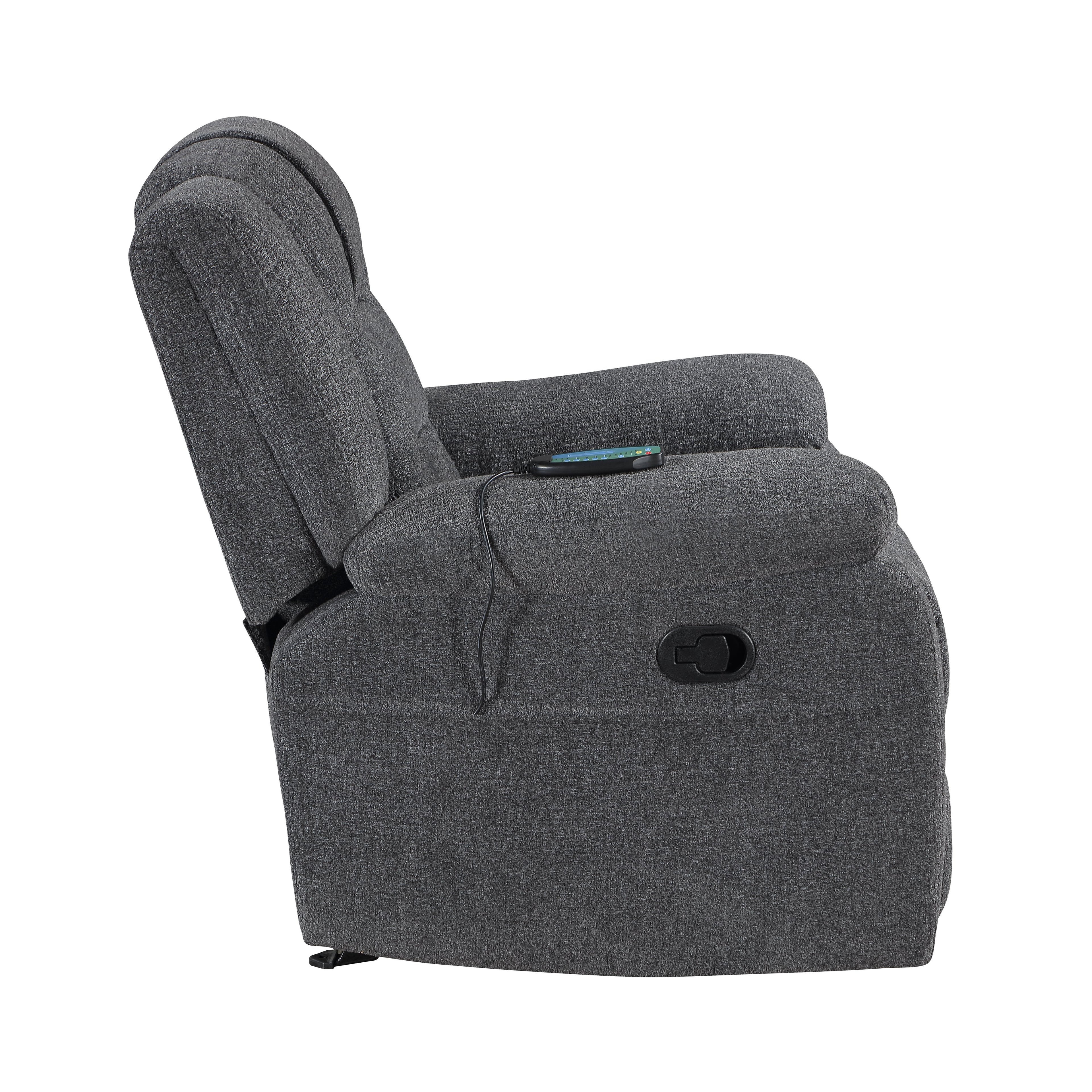 Redondo Glider Recliner w/Heat And Massage-Dk Gray
