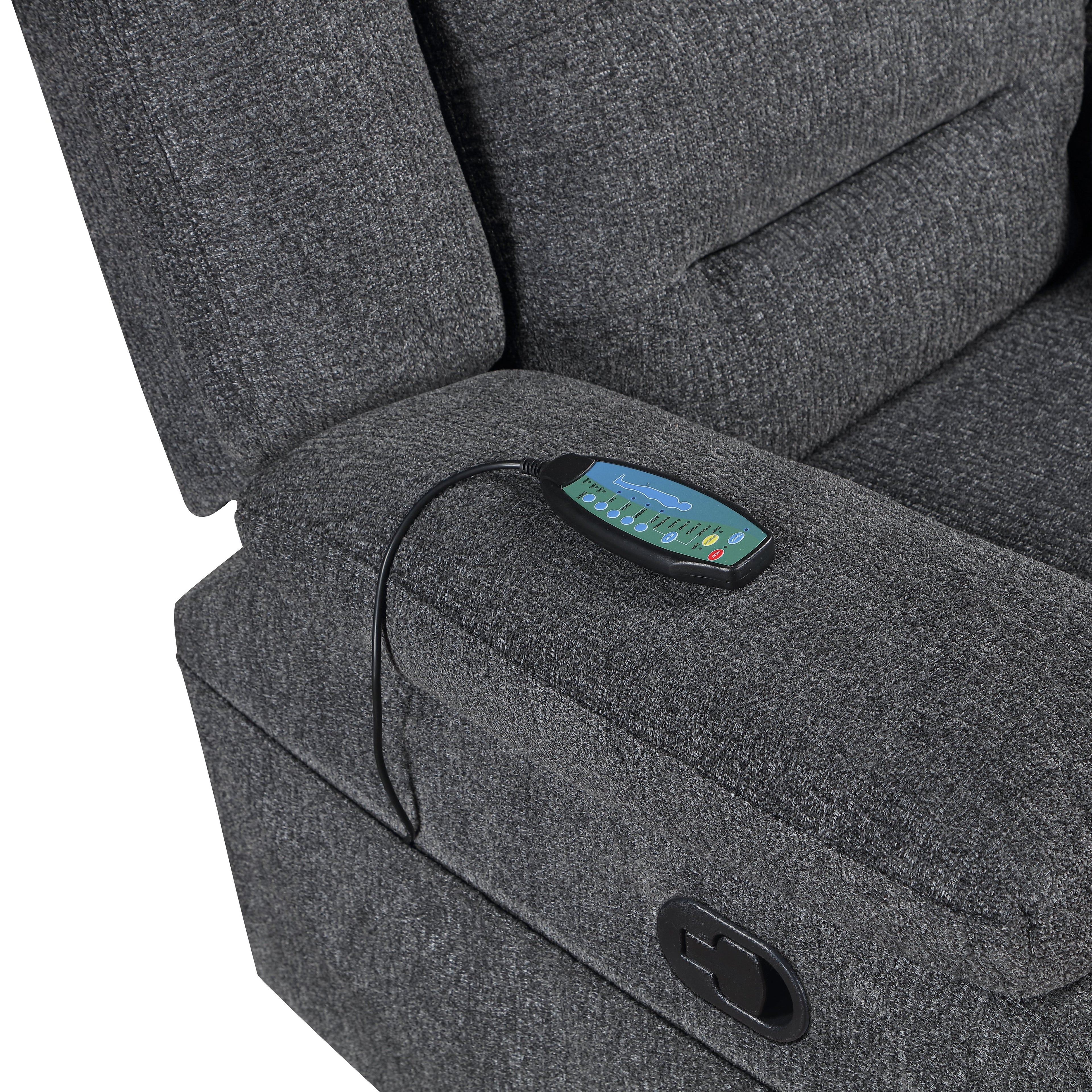Redondo Glider Recliner w/Heat And Massage-Dk Gray