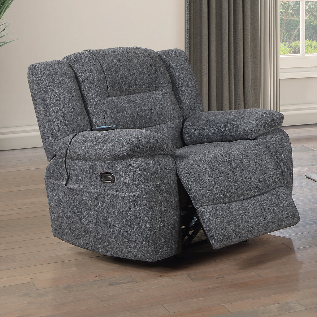 Redondo Glider Recliner w/Heat, Massage, Pwr Fr -Dk Gray