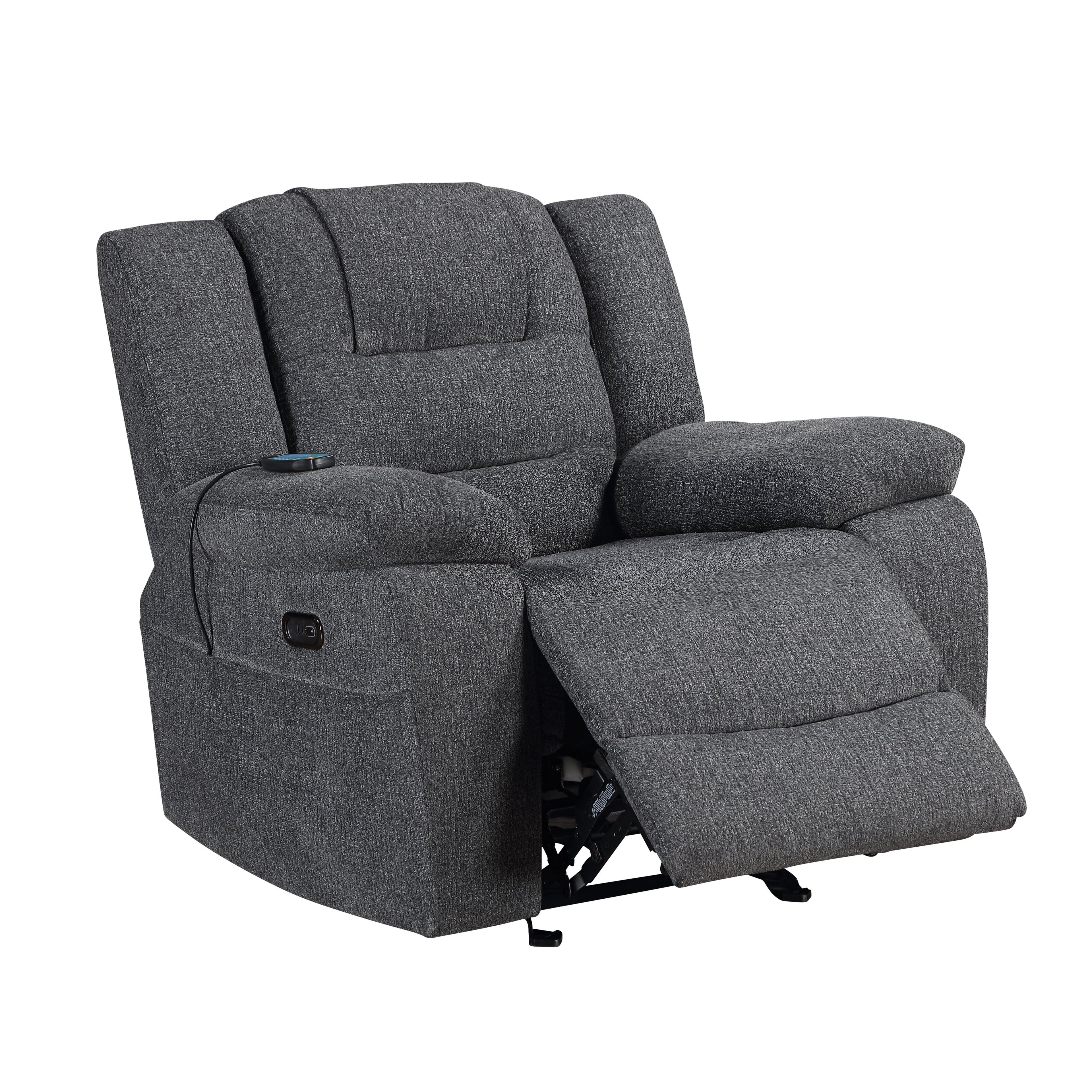 Redondo Glider Recliner w/Heat, Massage, Pwr Fr -Dk Gray