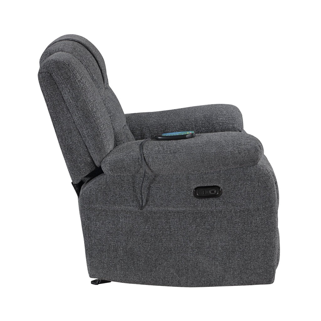 Redondo Glider Recliner w/Heat, Massage, Pwr Fr -Dk Gray