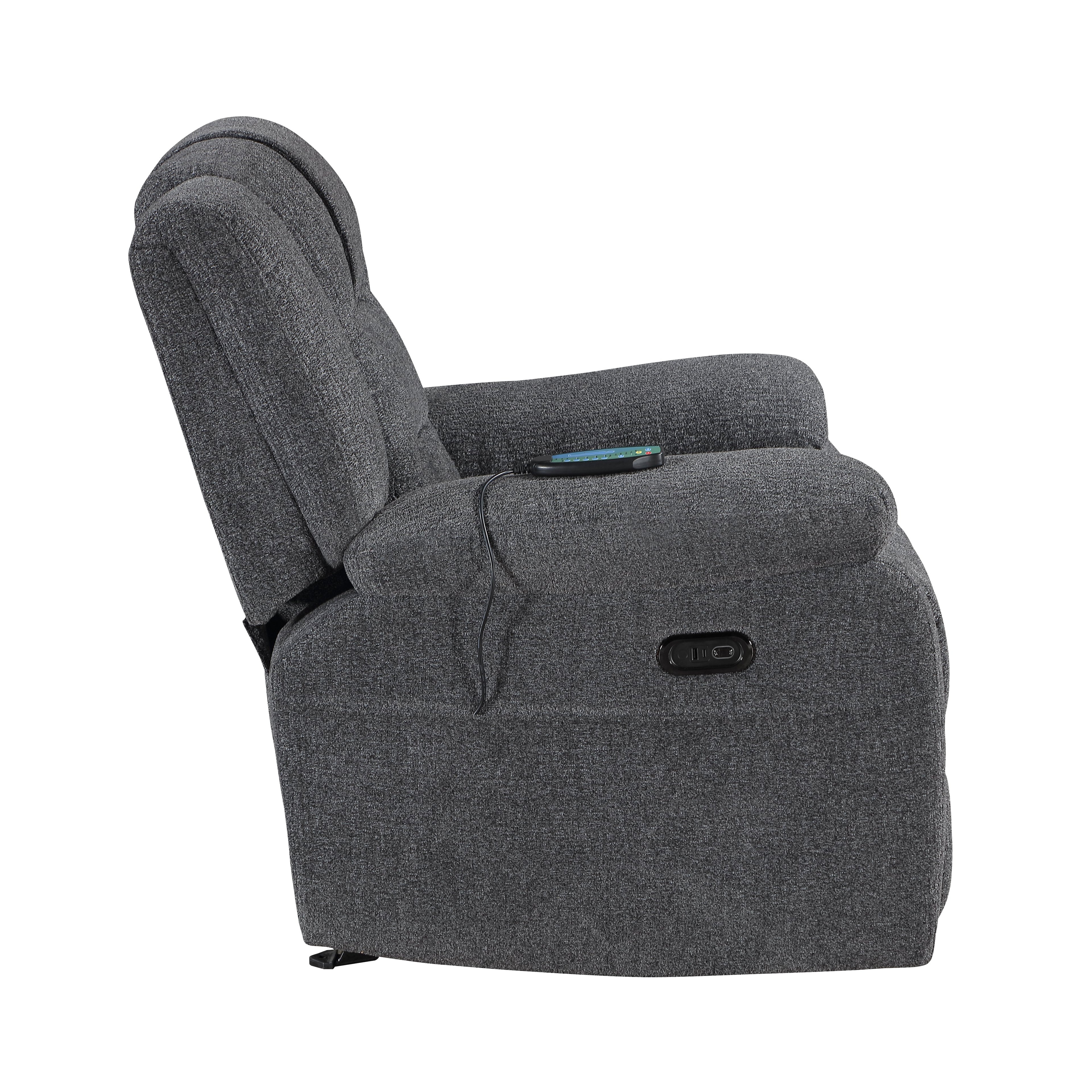 Redondo Glider Recliner w/Heat, Massage, Pwr Fr -Dk Gray