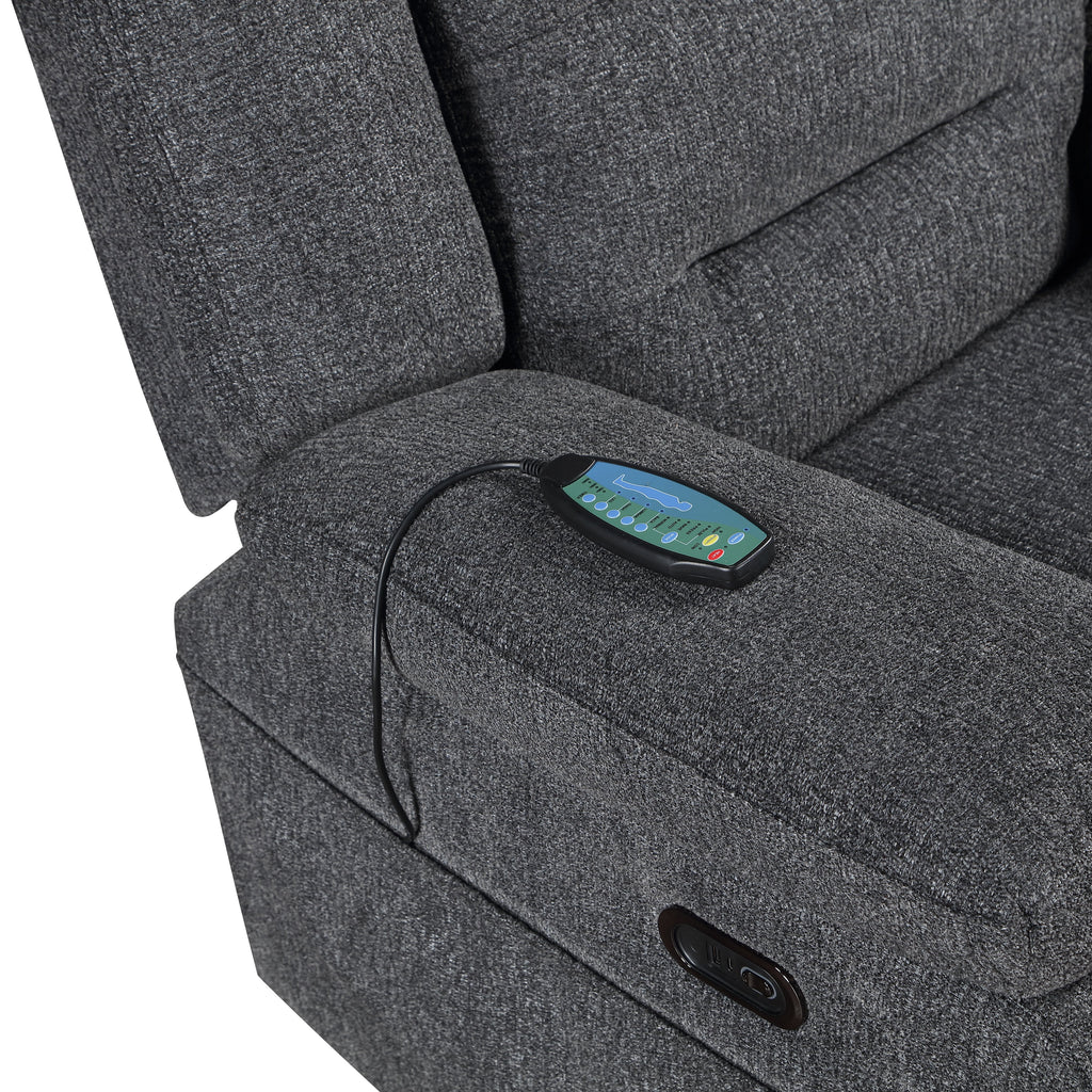 Redondo Glider Recliner w/Heat, Massage, Pwr Fr -Dk Gray