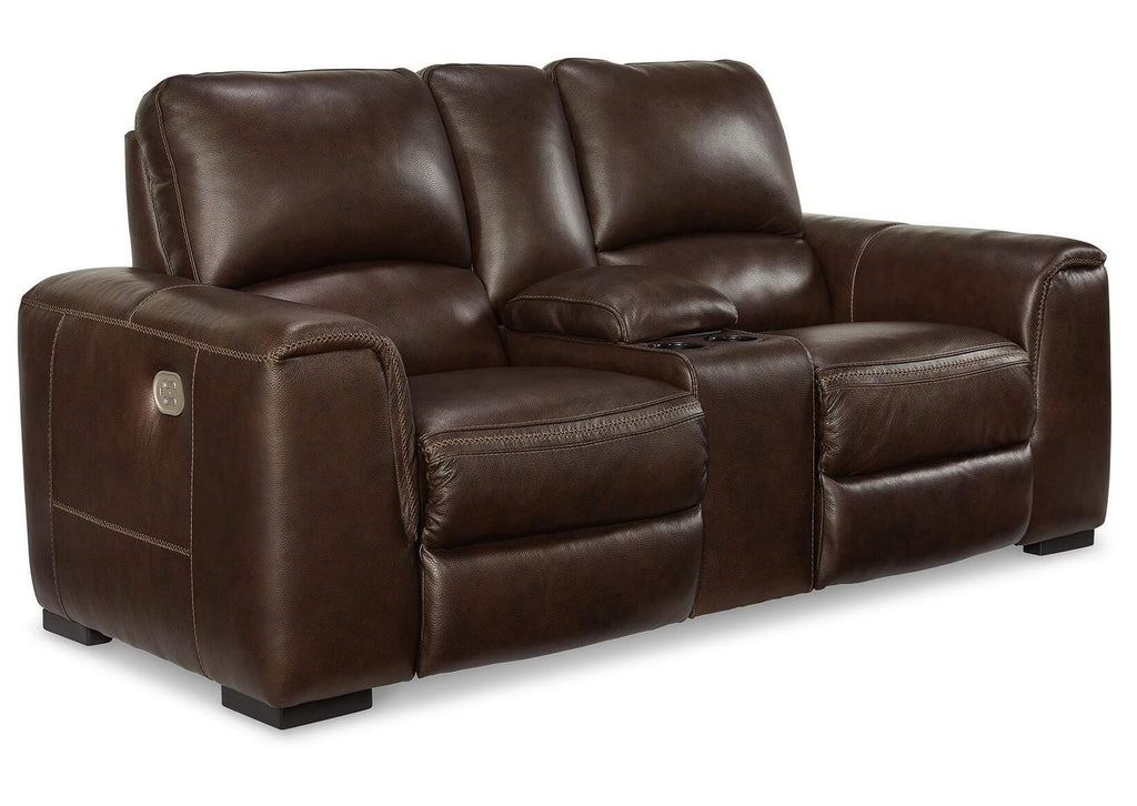 Alessandro Power Reclining Loveseat with Console angled view
