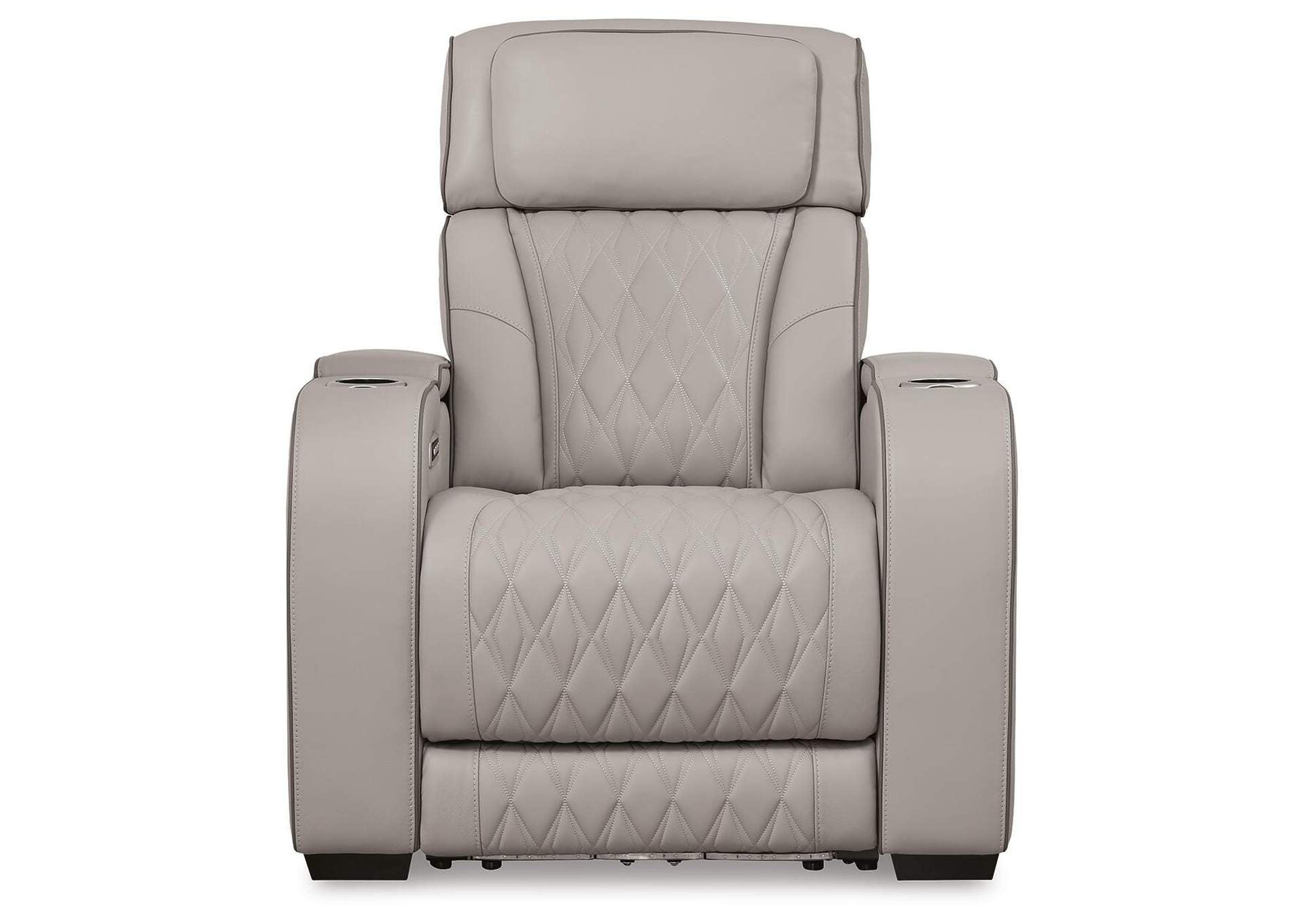 Boyington Dual Power Leather Sofa, Loveseat and Recliner front view
