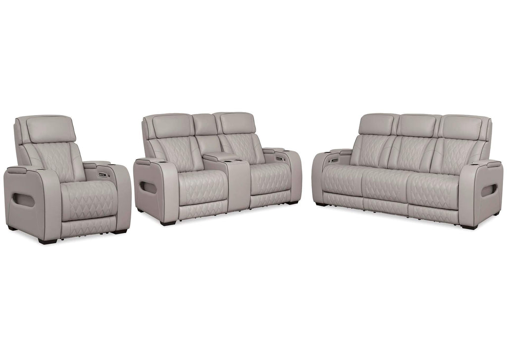 Boyington Dual Power Leather Sofa, Loveseat and Recliner