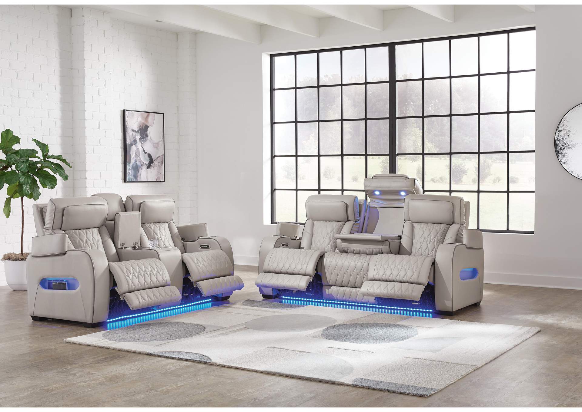 Boyington Dual Power Leather Reclining Sofa and Loveseat