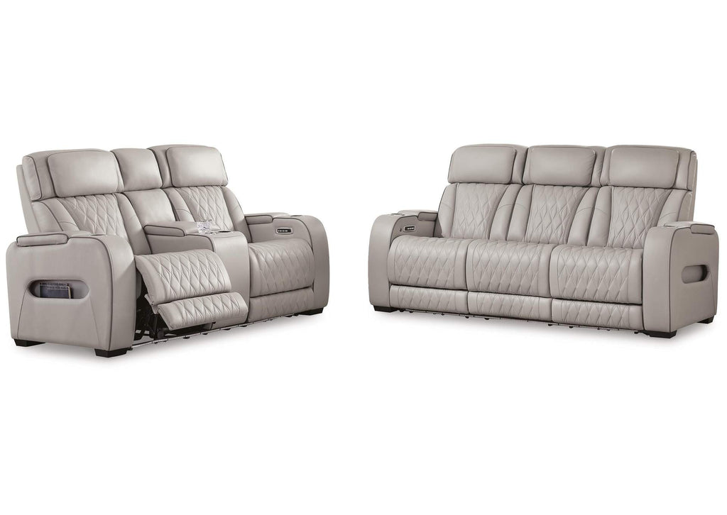 Boyington Dual Power Leather Reclining Sofa and Loveseat