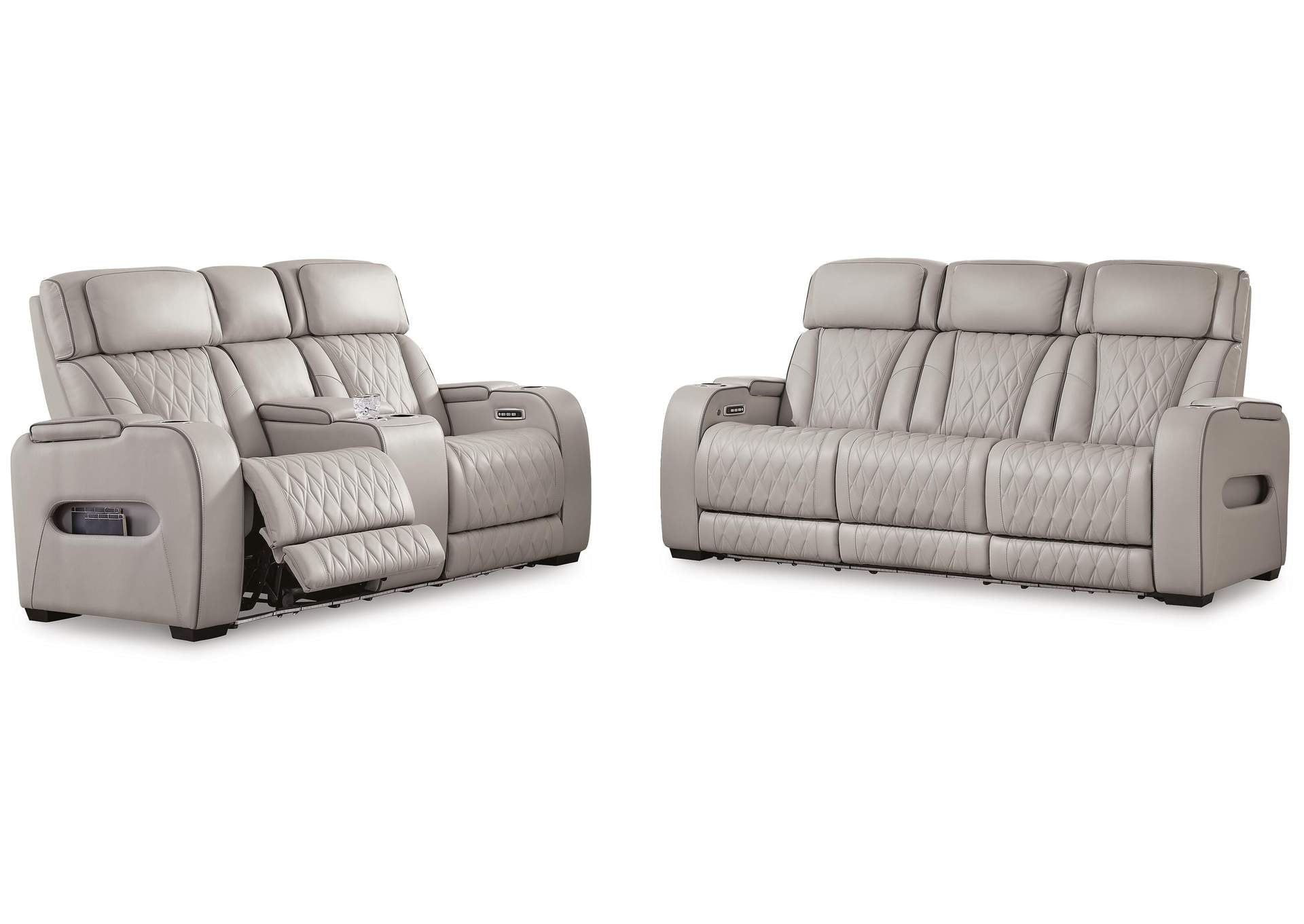 Boyington Dual Power Leather Sofa, Loveseat and Recliner