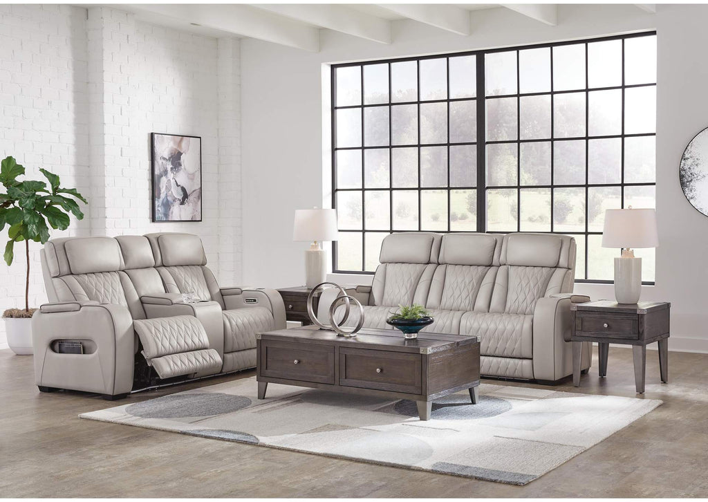 Boyington Dual Power Leather Reclining Sofa and Loveseat