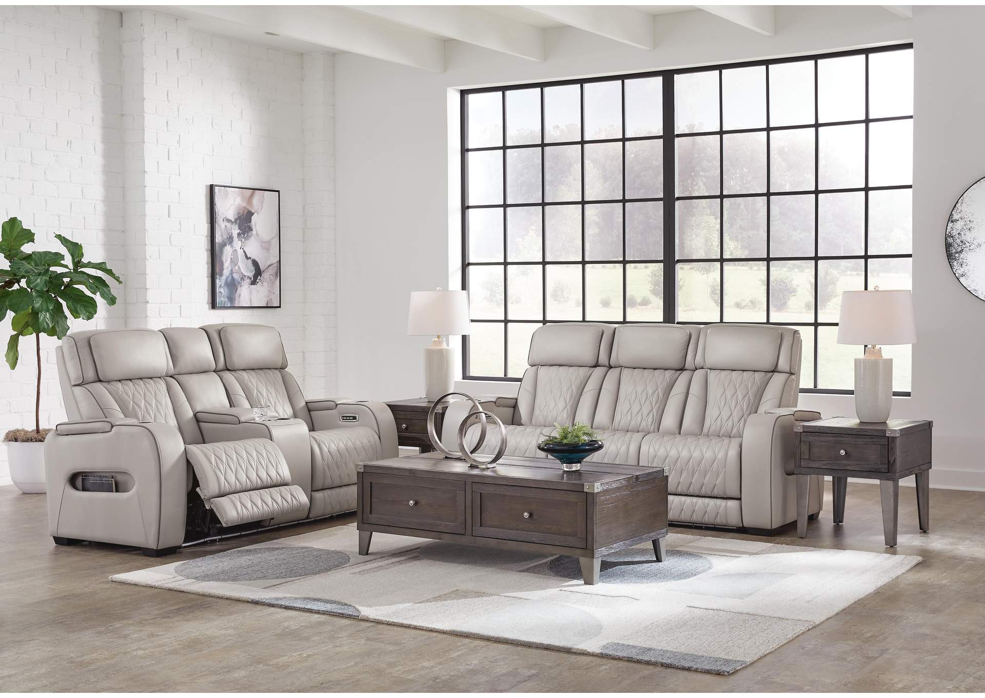 Boyington Dual Power Leather Reclining Sofa and Loveseat