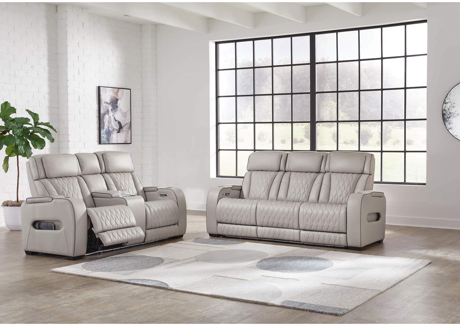 Boyington Dual Power Leather Sofa, Loveseat and Recliner