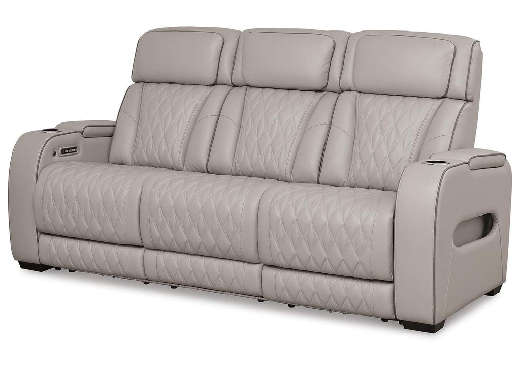 Boyington Dual Power Leather Sofa, Loveseat and Recliner angled view