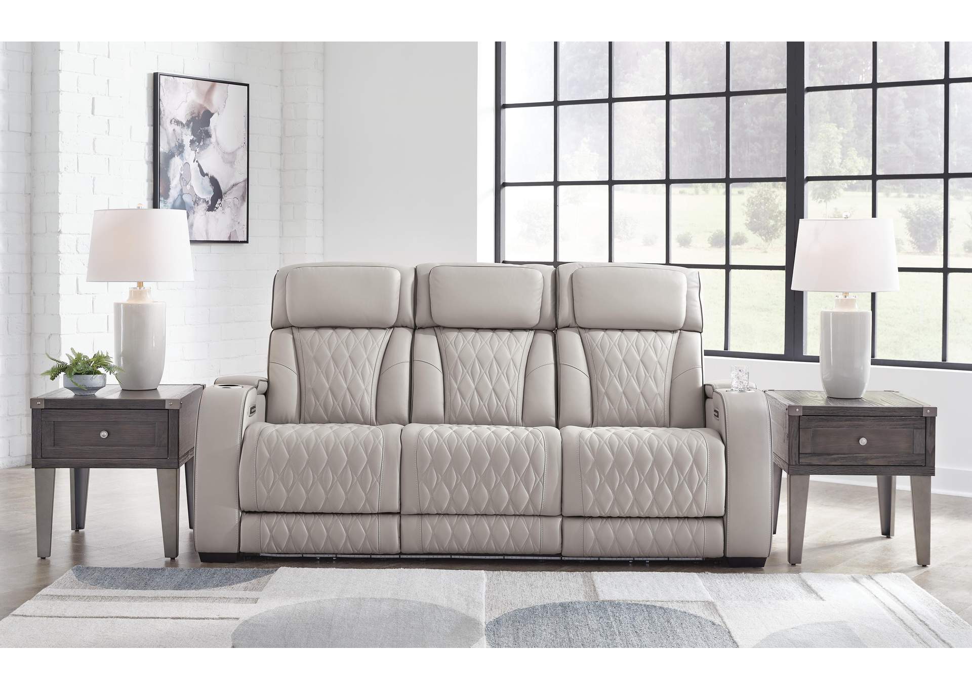 Boyington Dual Power Leather Sofa, Loveseat and Recliner