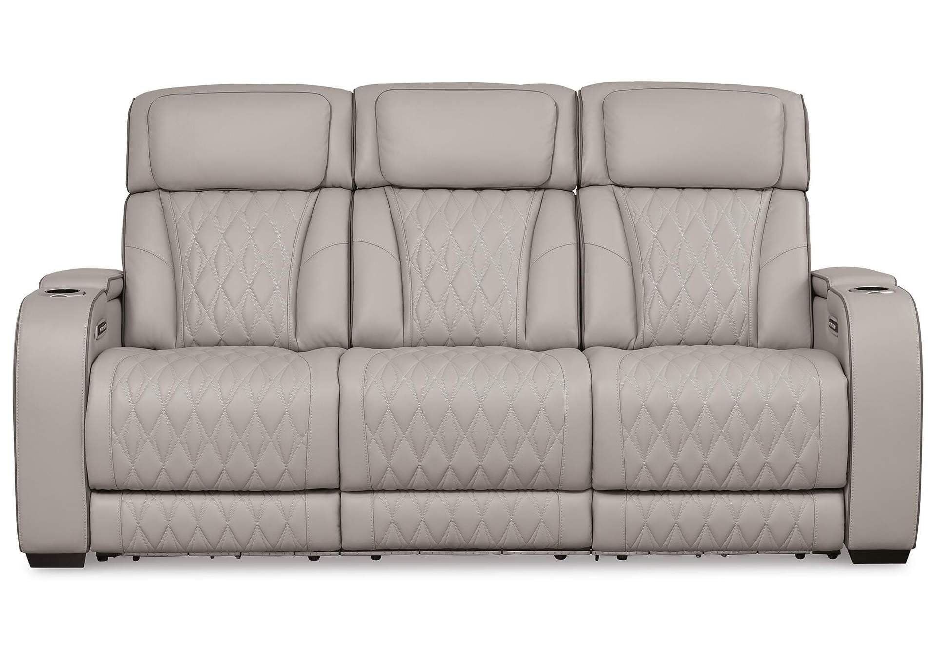 Boyington Dual Power Leather Sofa, Loveseat and Recliner front view