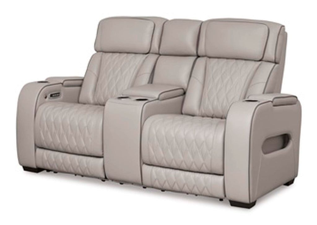 Boyington Power Reclining Loveseat with Console angled view