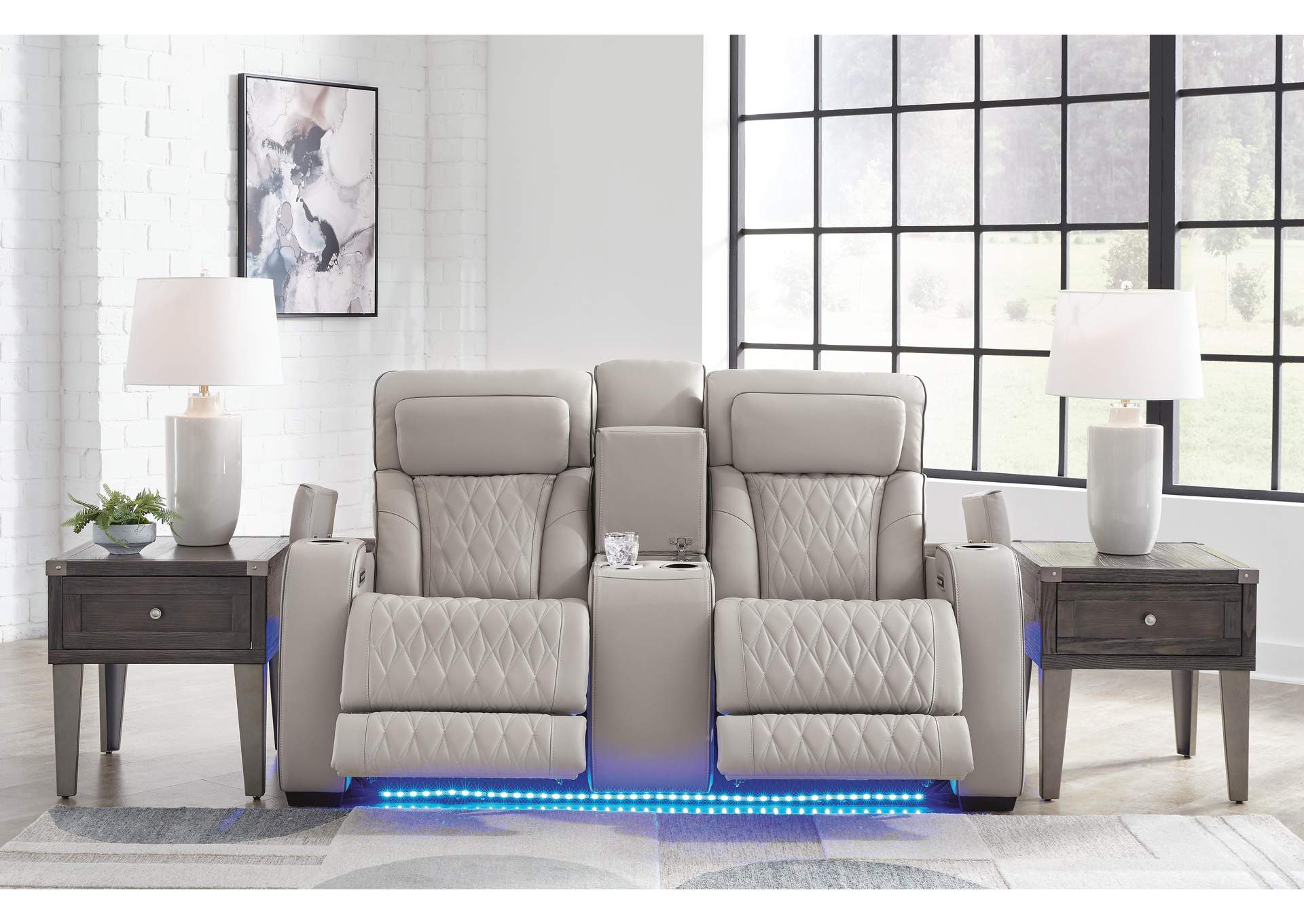 Boyington Dual Power Leather Sofa, Loveseat and Recliner