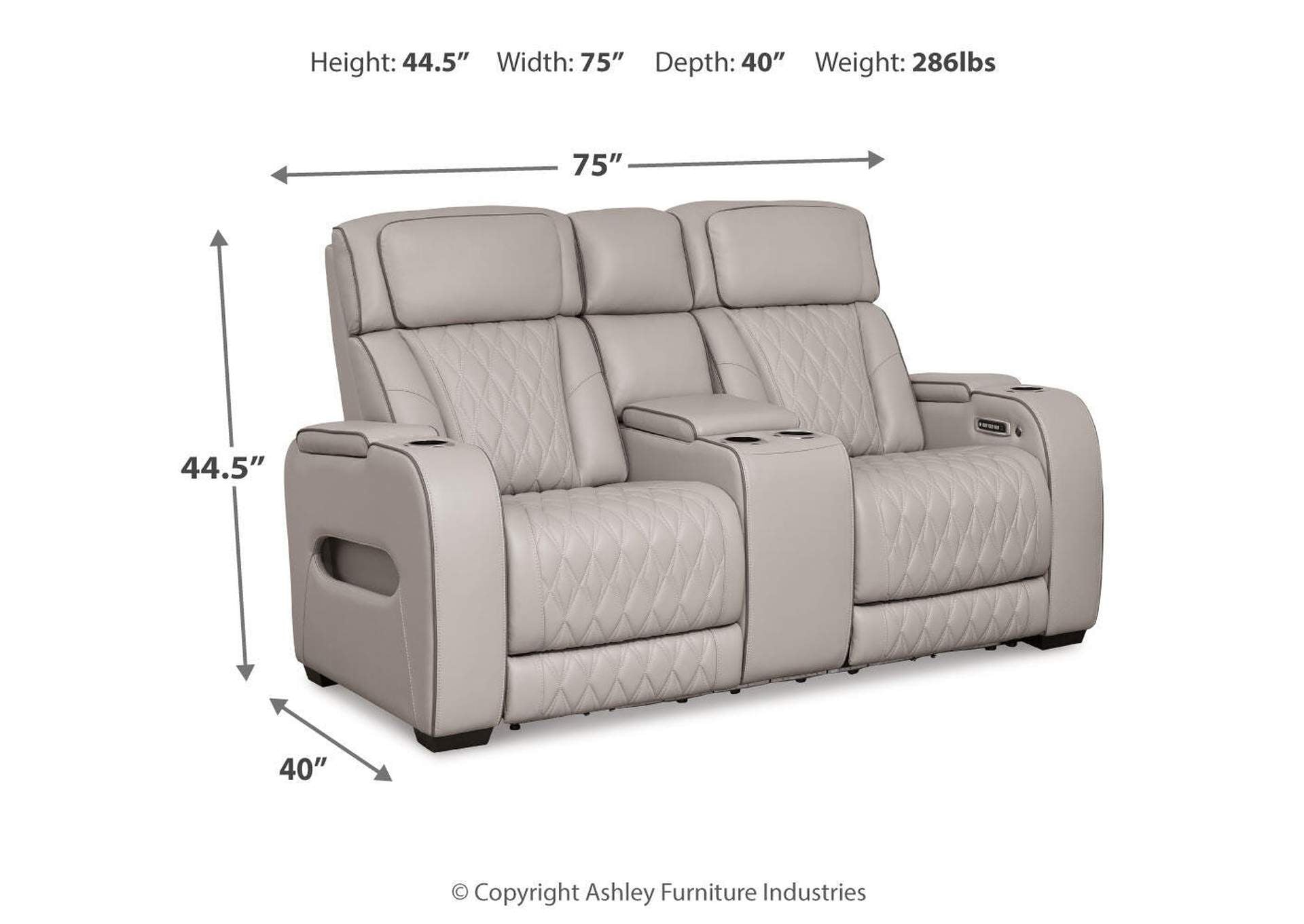 Boyington Power Reclining Loveseat with Console dimensions