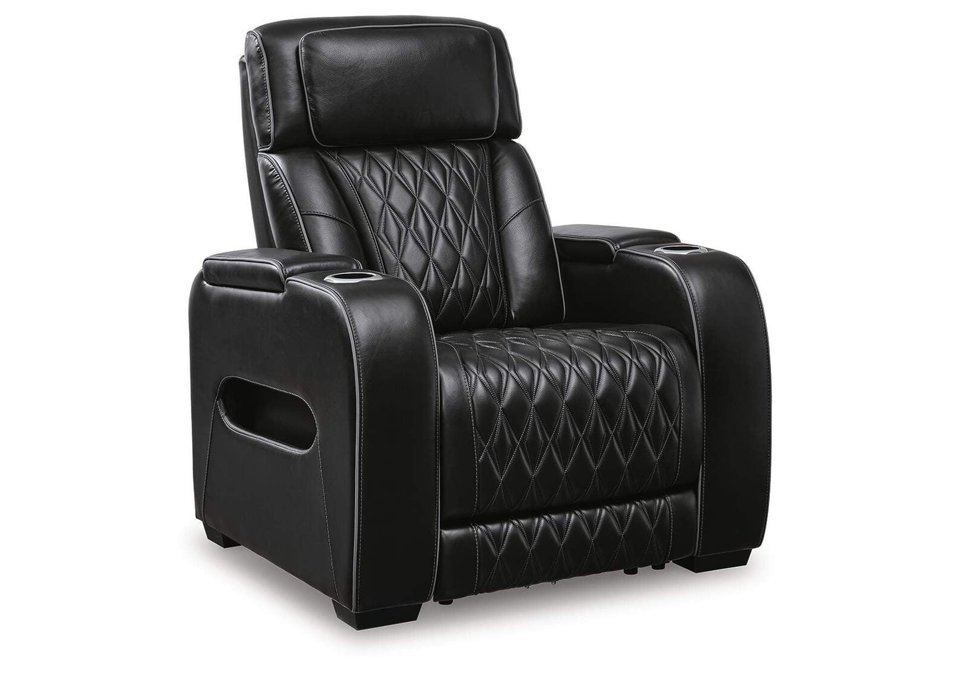 Boyington Dual Power Leather Sofa, Loveseat and Recliner angled view
