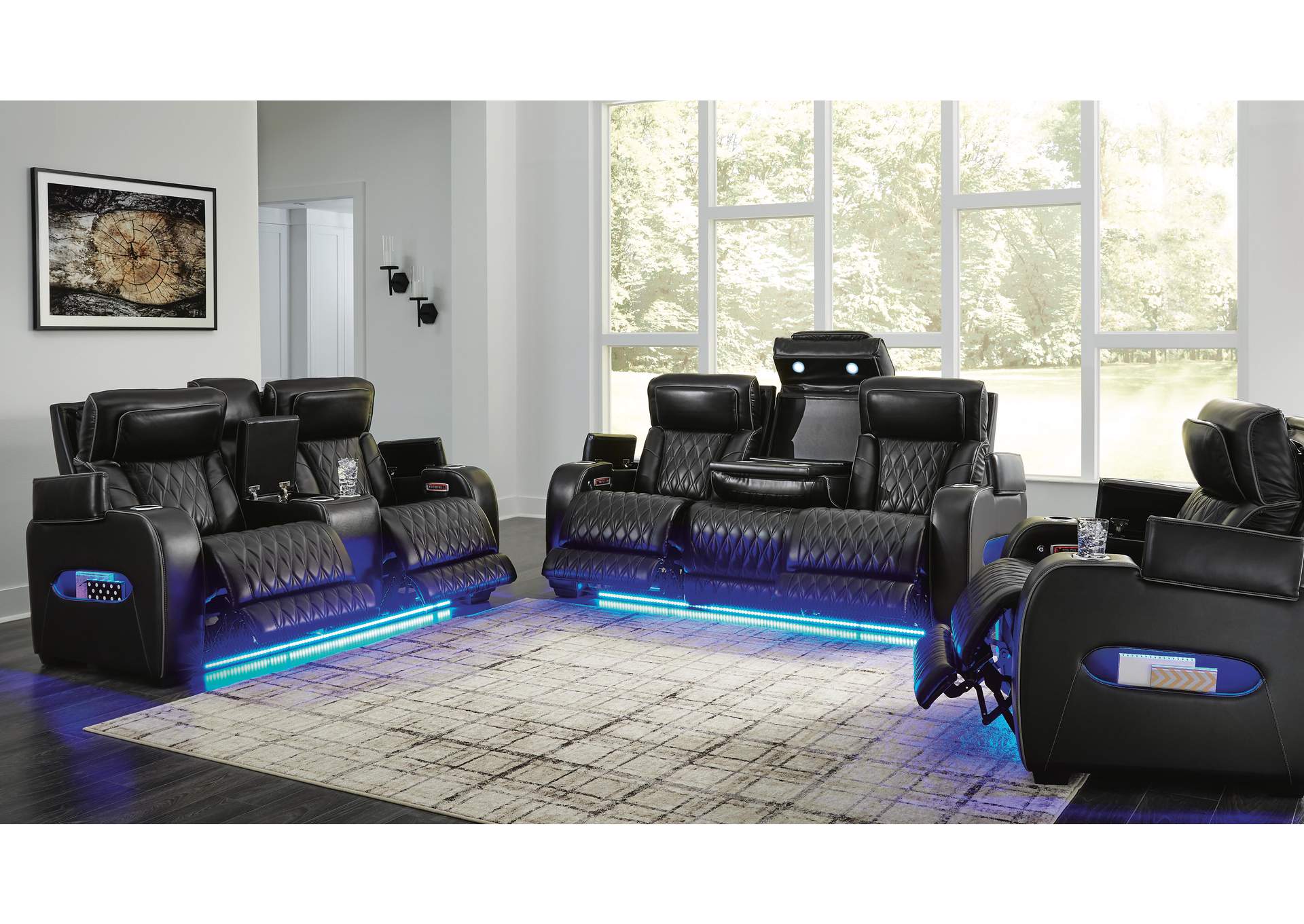 Boyington Dual Power Leather Sofa, Loveseat and Recliner