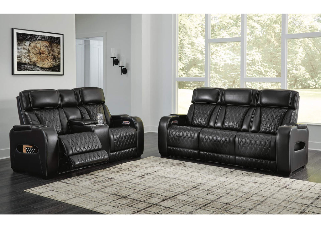 Boyington Dual Power Leather Sofa, Loveseat and Recliner