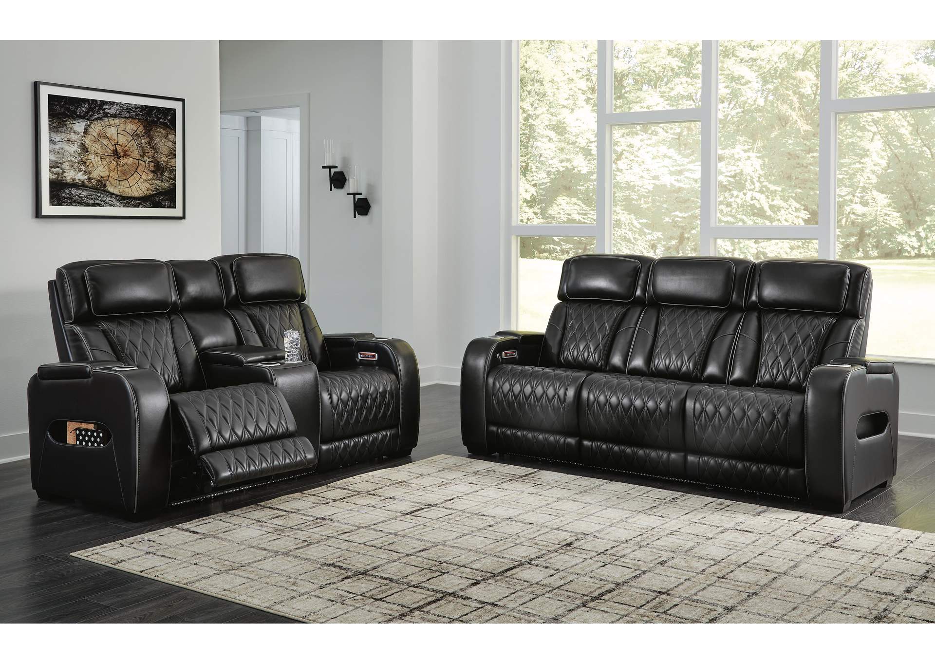 Boyington Dual Power Leather Sofa, Loveseat and Recliner
