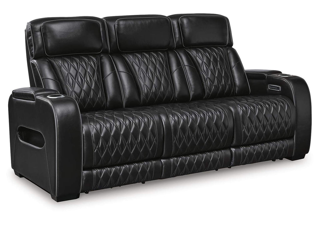 Boyington Dual Power Leather Sofa, Loveseat and Recliner angled view