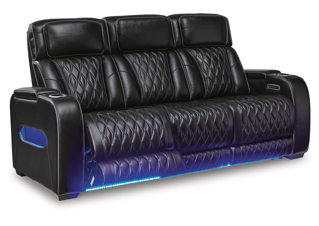 Boyington Dual Power Leather Sofa, Loveseat and Recliner angled view