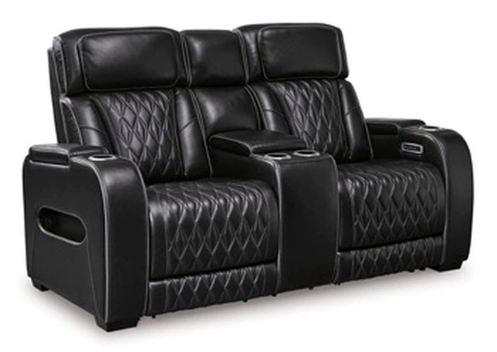 Boyington Power Reclining Loveseat with Console angled view