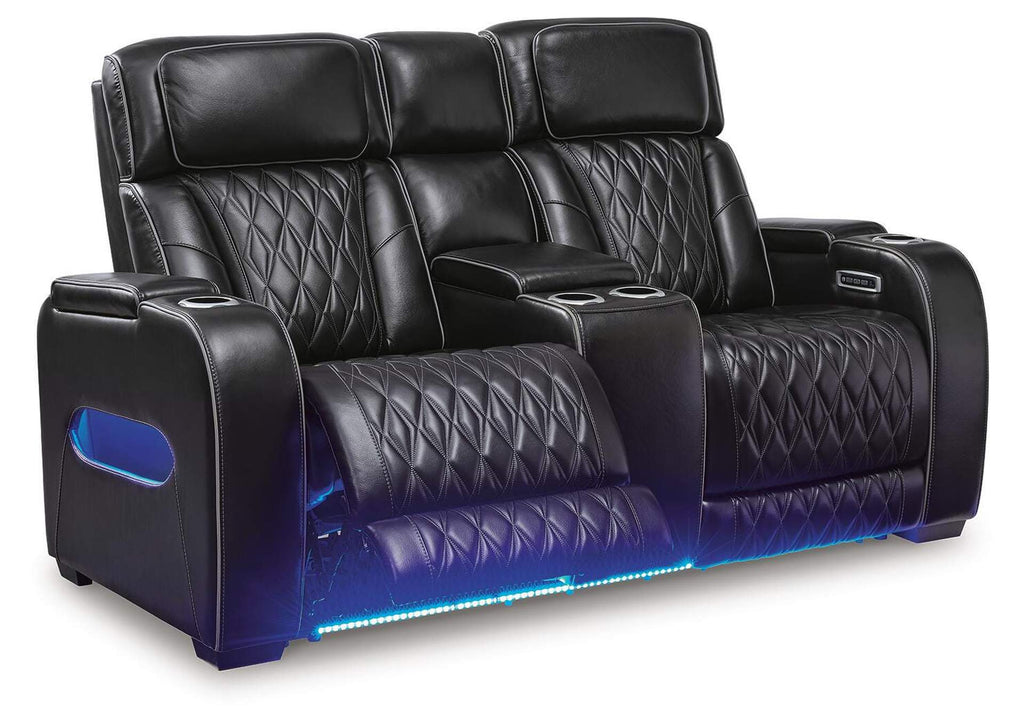 Boyington Power Reclining Loveseat with Console angled view