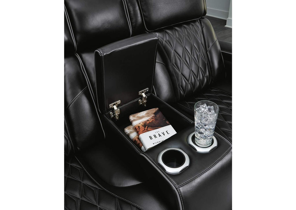 Boyington Dual Power Leather Reclining Sofa and Loveseat detail