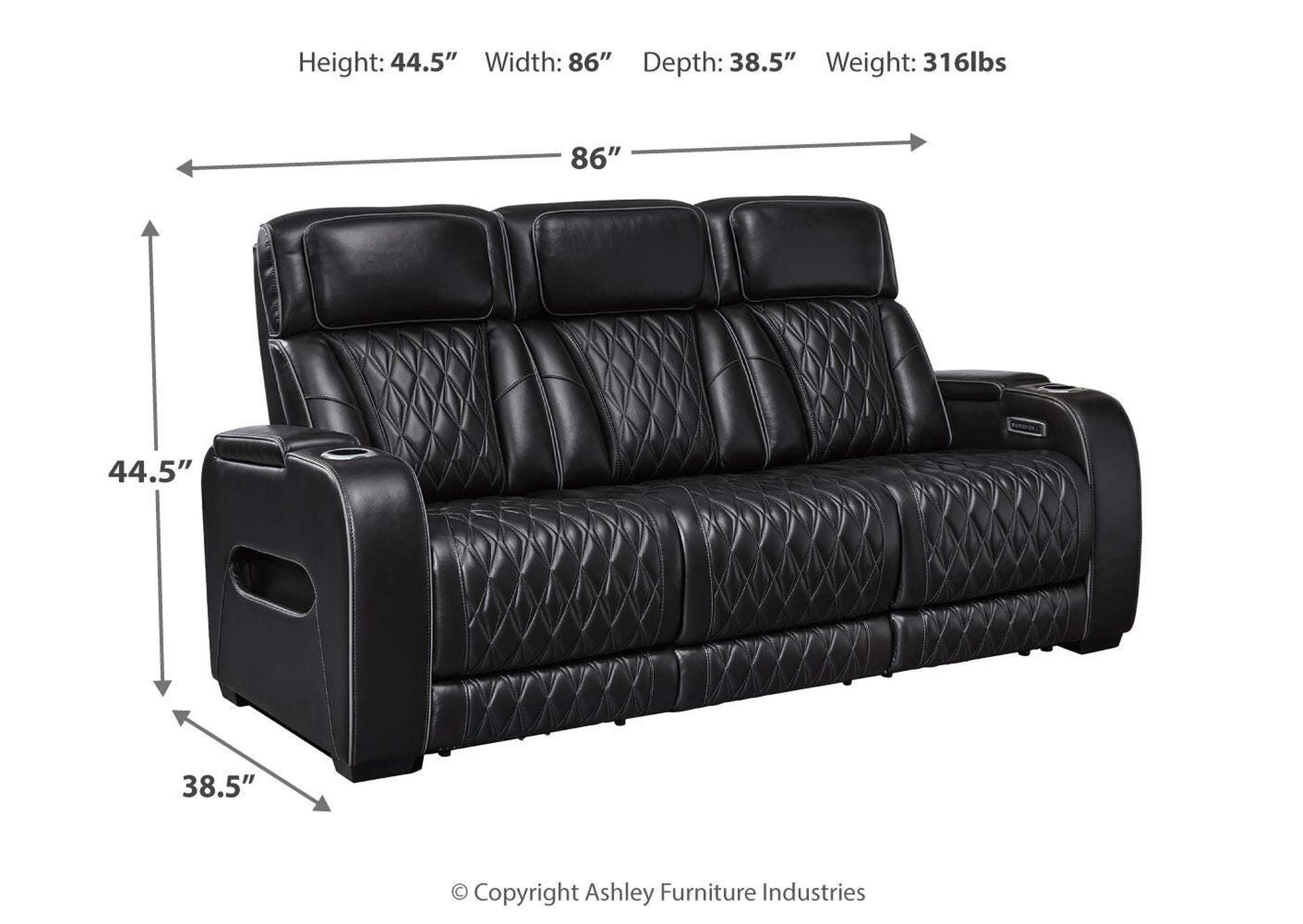 Boyington Power Reclining Sofa dimensions