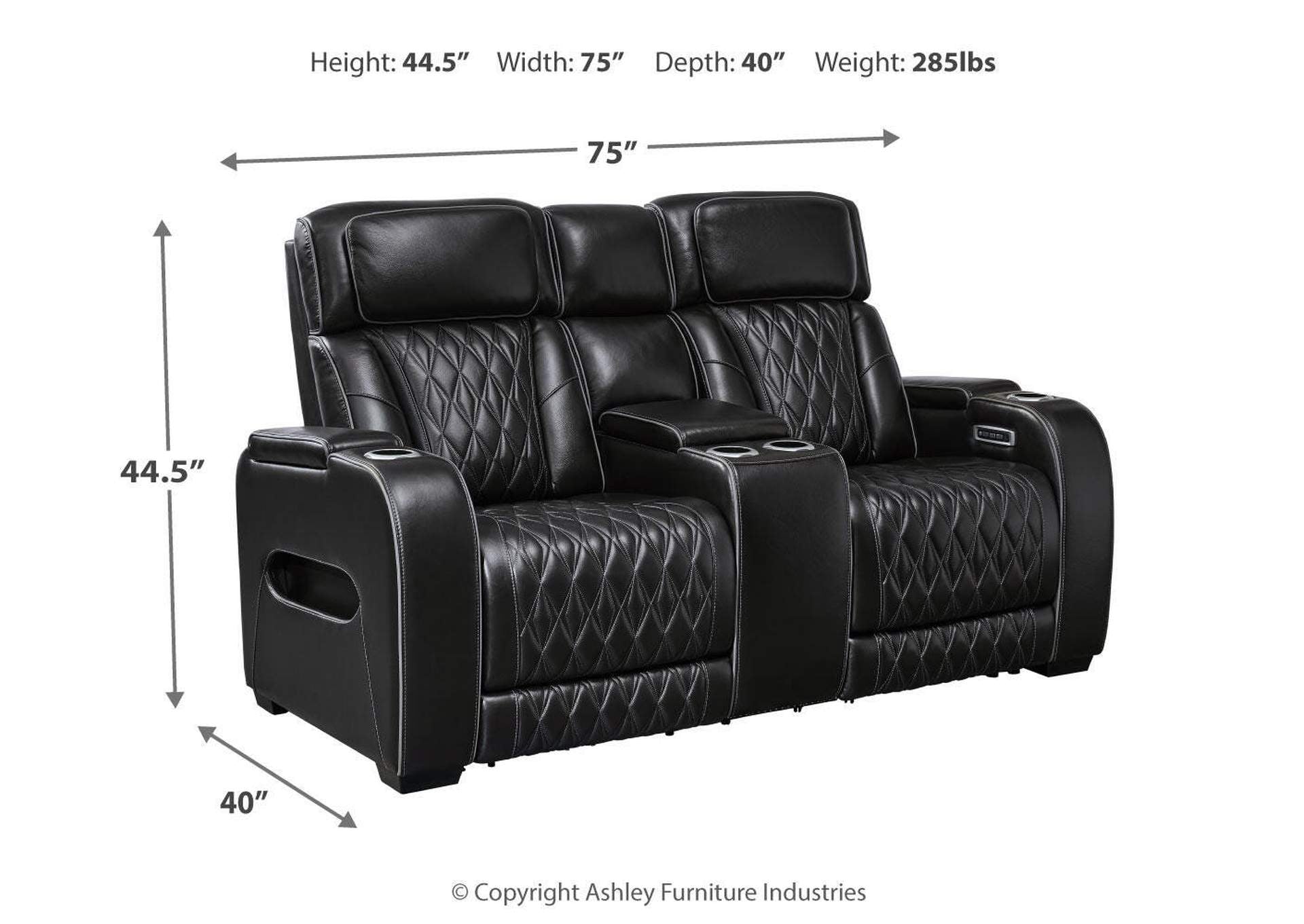 Boyington Power Reclining Loveseat with Console dimensions