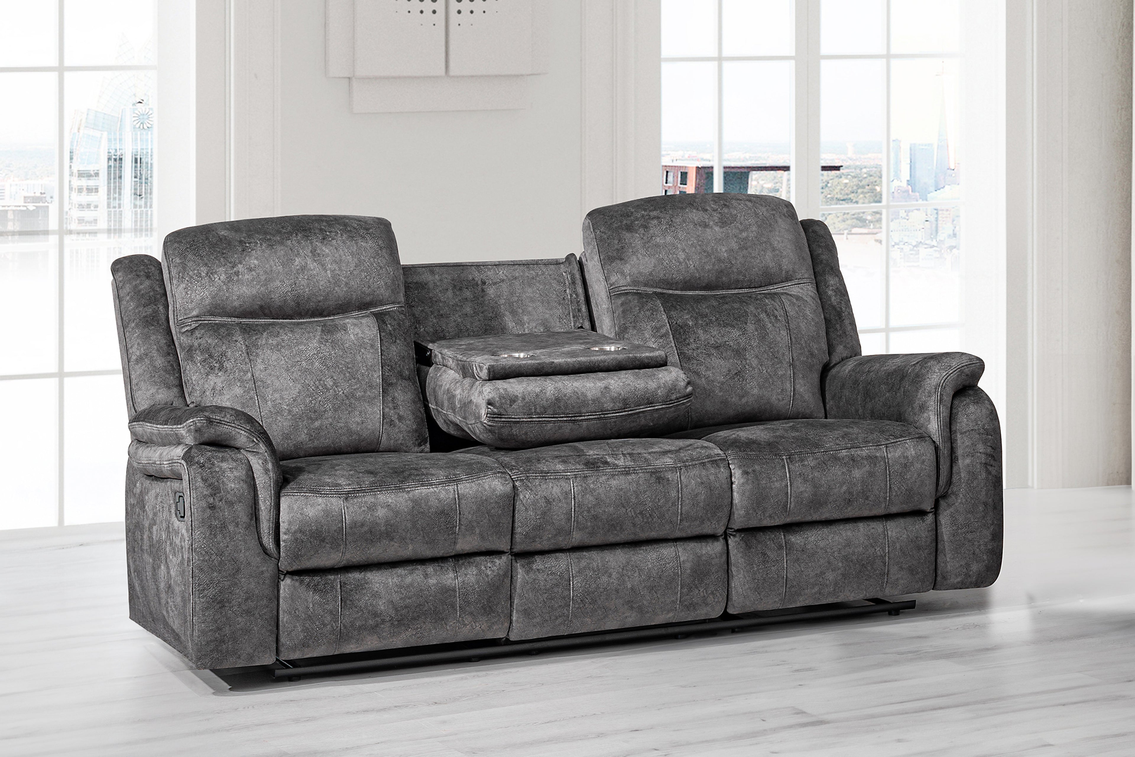 Park City Sofa w/Dual Recliner-Slate