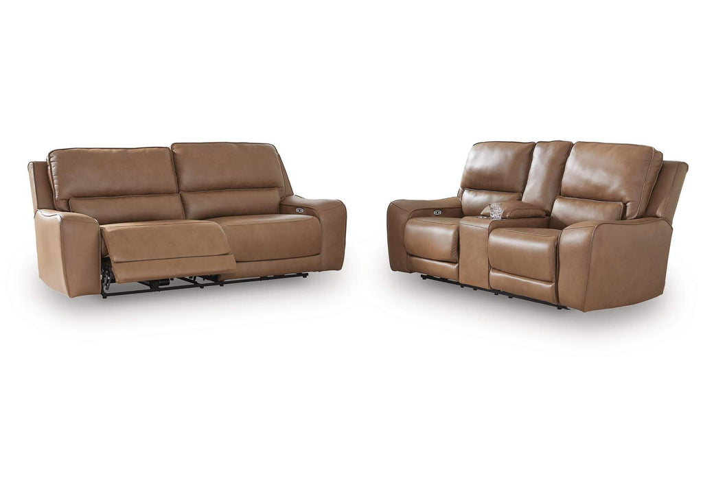Silverbrooke Dual Power Leather Reclining Sofa and Loveseat