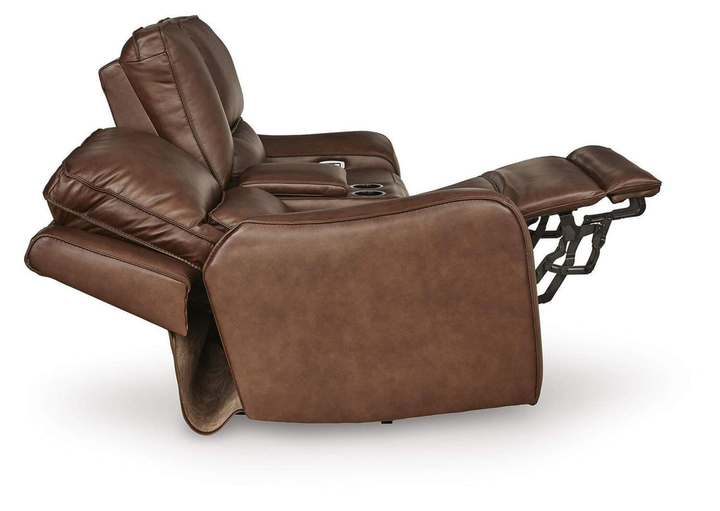 Silverbrooke Dual Power Leather Reclining Sofa and Loveseat side view