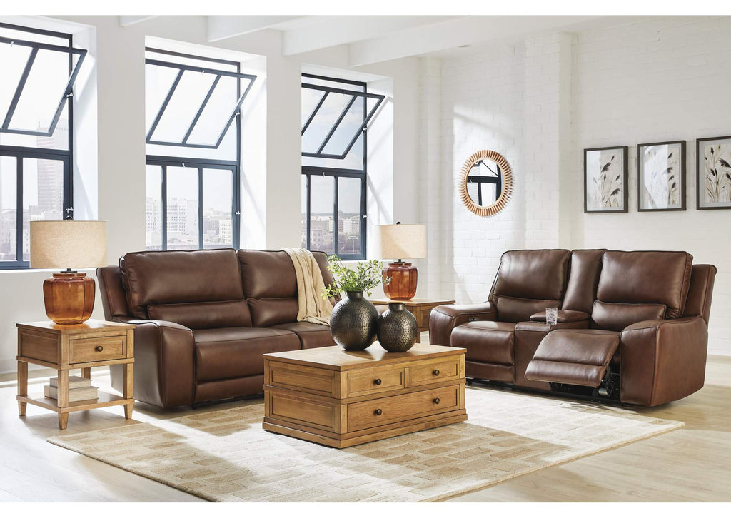 Silverbrooke Dual Power Leather Reclining Sofa and Loveseat