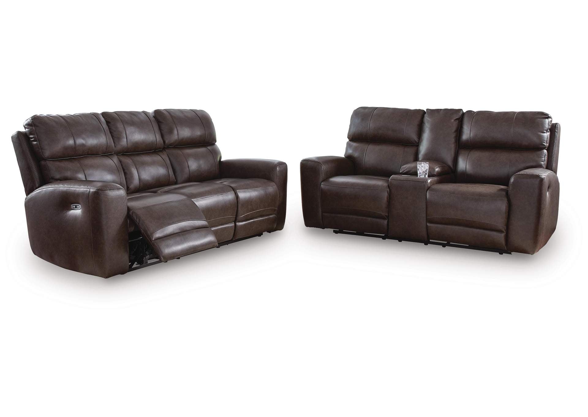 Beadel Dual Power Leather Reclining Sofa and Loveseat