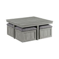 Uster Coffee Table w/Four Storage Stools Grey
