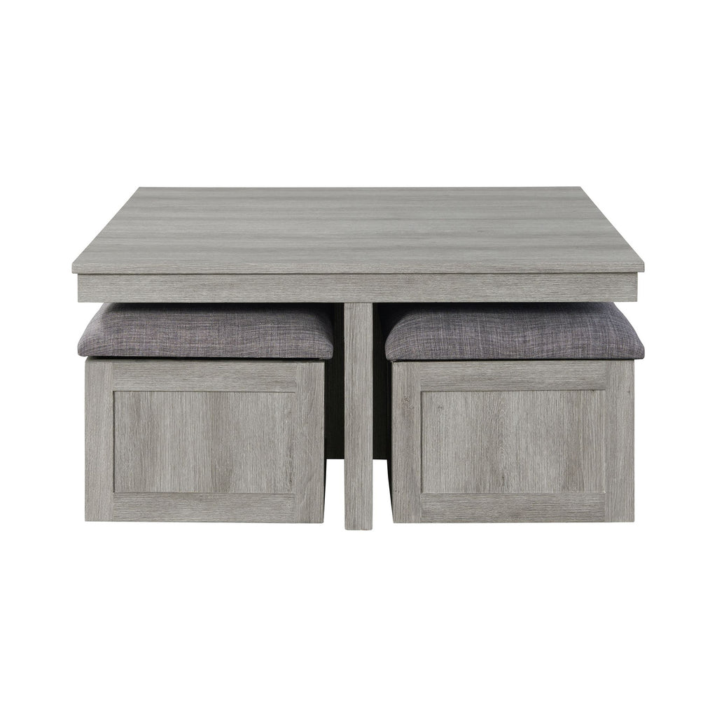 Uster Coffee Table w/Four Storage Stools Grey