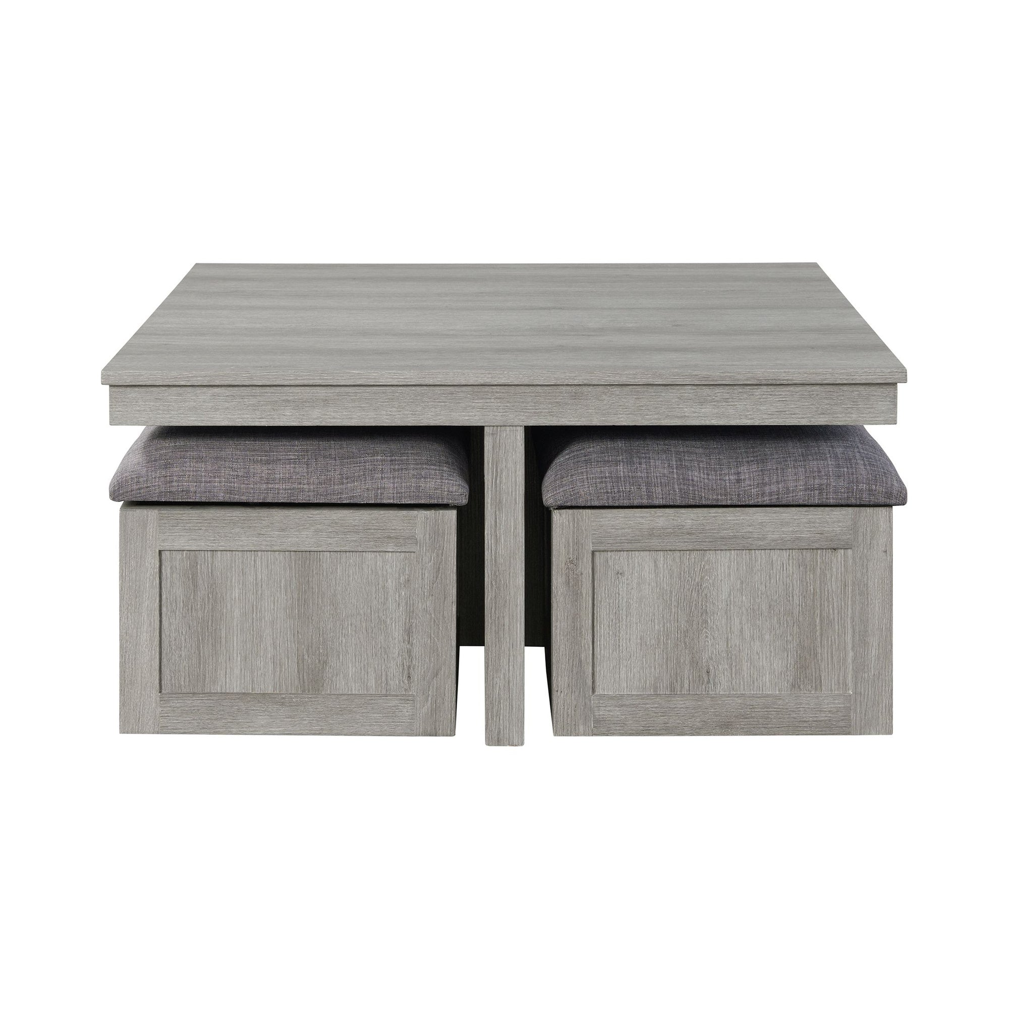 Uster Coffee Table w/Four Storage Stools Grey