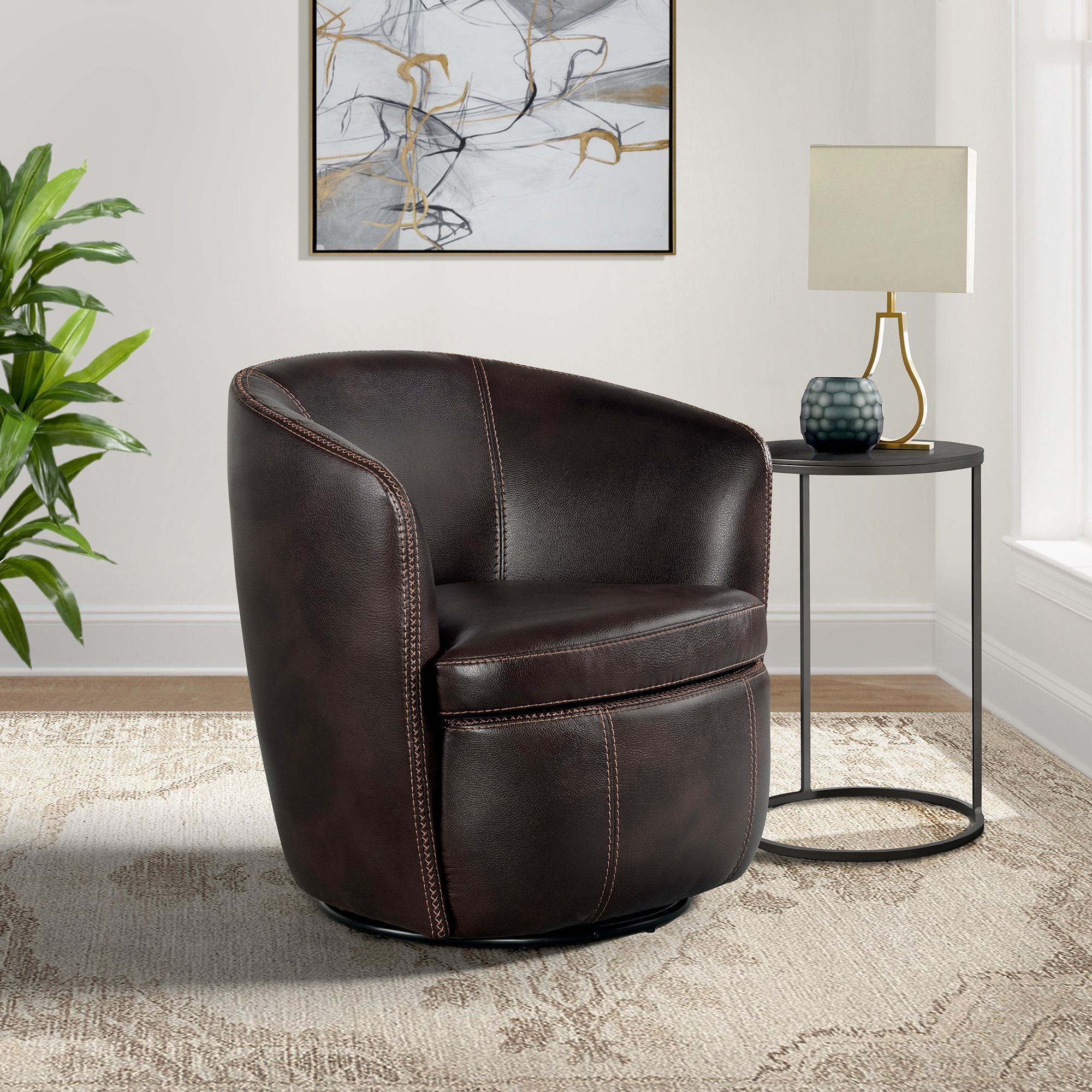 Vito Swivel Chair In Pebble Brown