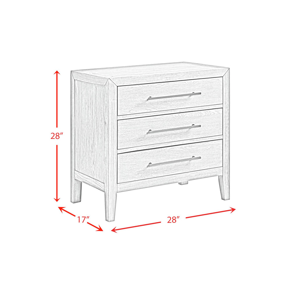 Versailles Contemporary 3-Drawer Nightstand In Grey