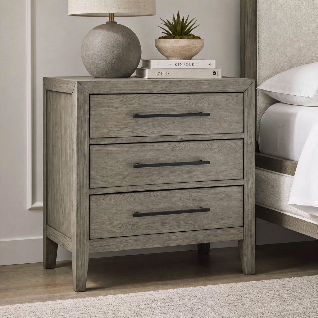 Versailles Contemporary 3-Drawer Nightstand In Grey