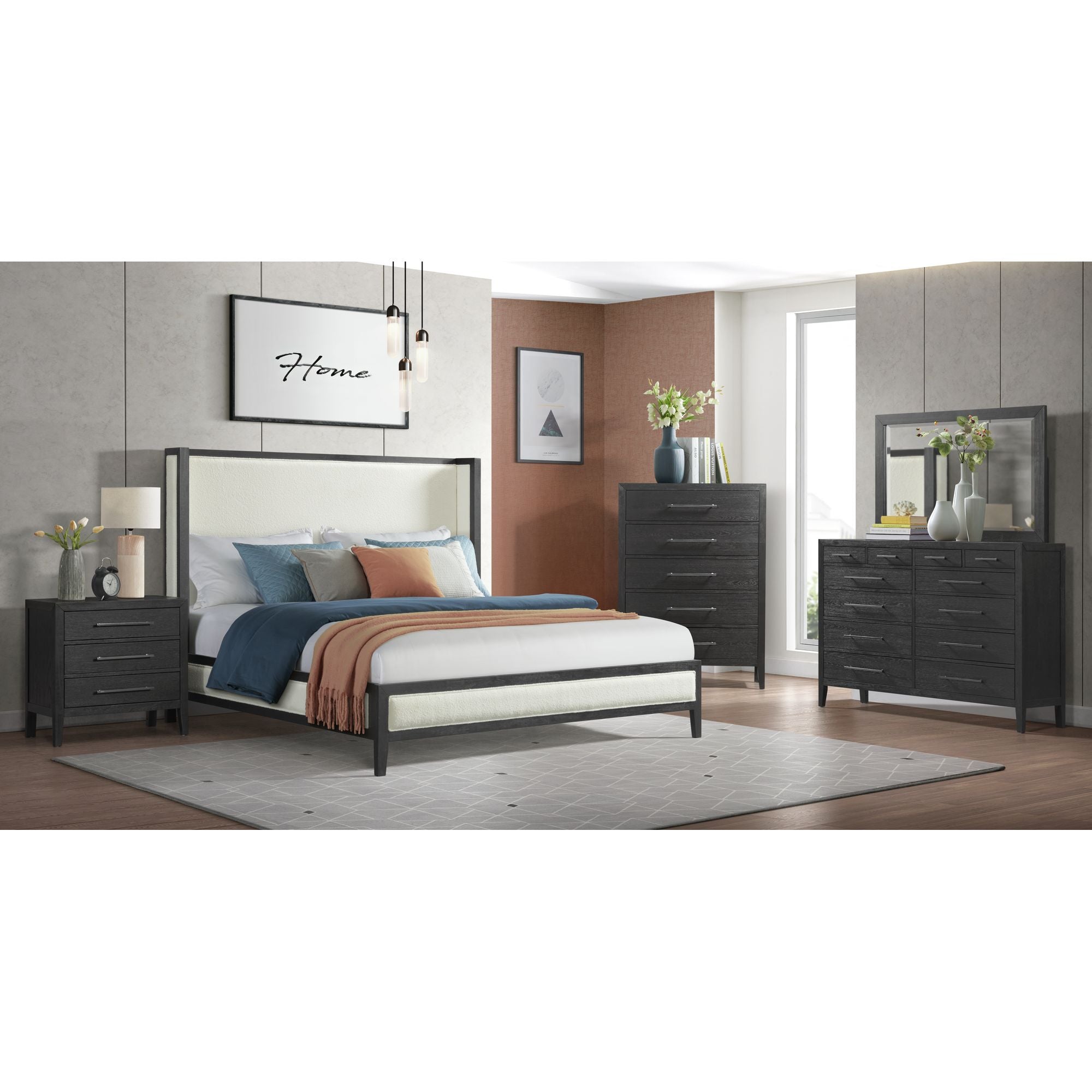 Versailles Contemporary 3-Drawer Nightstand In Black