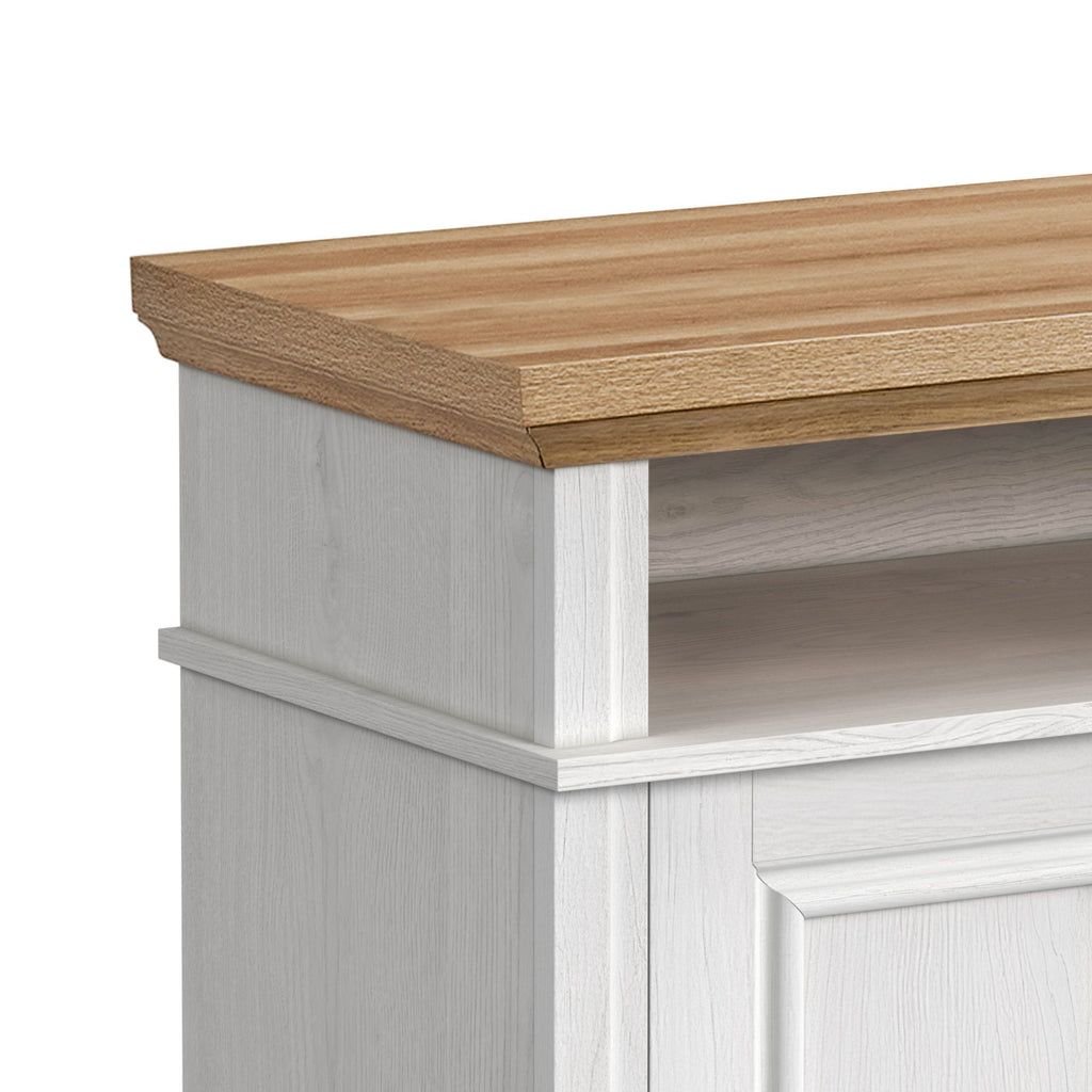 Villa Console With 23" Fireplace Insert In White & Natural