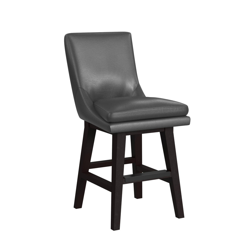 Villanova Swivel Counter Stool With Pewter PU In Espresso (2 Per Carton)