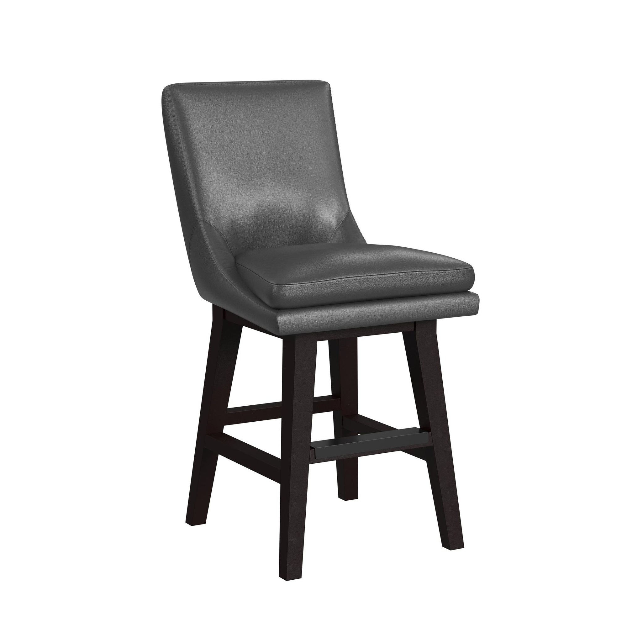 Villanova Swivel Counter Stool With Pewter PU In Espresso (2 Per Carton)